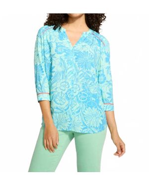 Fdj Bicolor Floral Top - Blue