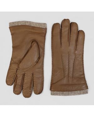 Infinity Leather Tan Italian Leather Warm Wool Lining Winter Riding Driving Casual Gloves - Brown