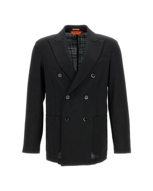 Barena Double-Breasted Wool Jacket With Notched Lapel - Black