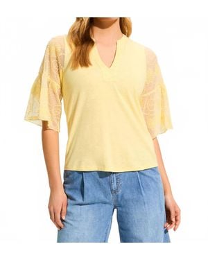 Fdj 3/4 Mesh Bell Sleeve Top - Yellow