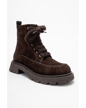 Forever & Always Shoes Mina Leather Combat Boot - Black