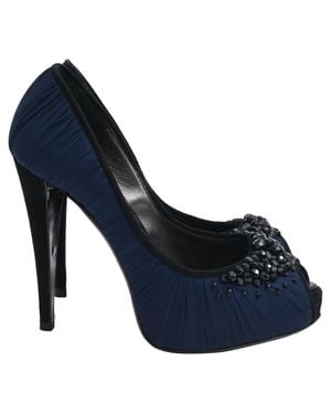 Giorgio Armani Embellished Peep-Toe Pumps - Blue