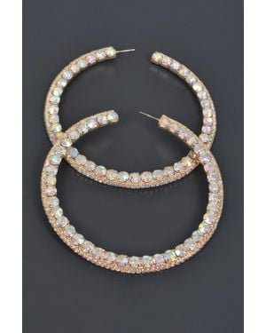 Fashnzfab 80Mm Rhinestone Hoop Earring - Blue
