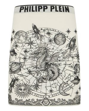 Philipp Plein Knitted Mini Skirt Lurex Zodiac - Gray
