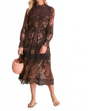 Sea Luisa Print Long Sleeve Dress - Brown