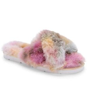 Dolce Vita Pillar Slippers Faux Fur Crossband Slide Jobb1336 - Pink