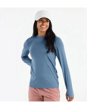 Free Fly Bamboo Shade Ii Top Slate Thumbhole Long Sleeve Dsgl750 - Blue