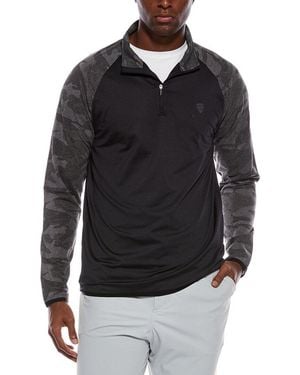 Ben Sherman Camo Jacquard Sleeve 1/4 Zip Pullover - Black