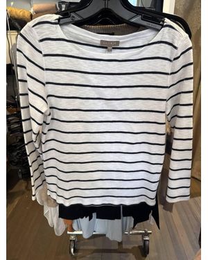 Lilla P Striped Boatneck Tee - Black