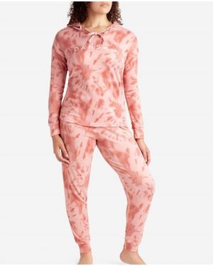 Danskin Hooded Hacci Sleep Set With Jogger - Red