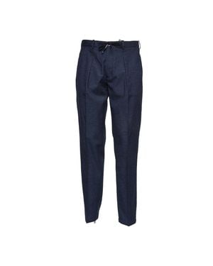 Circolo 1901 Cotton Linen Pleated Pants - Blue