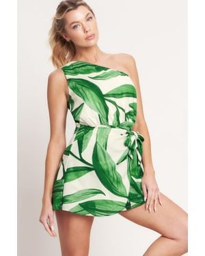 TRUEDAMES Leafy Love Story Woven Skort Romper - Green