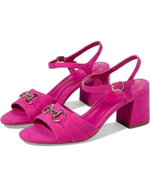 Anne Klein Rem Sandals Fuschia Ankle Strap Block Heel Htat897 - Pink