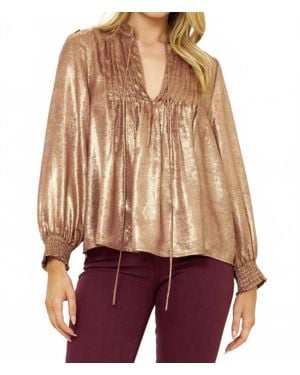 Oliphant V-Neck Pintuck Blouse - Red