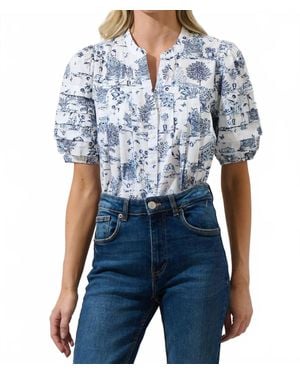 Sugarlips Renzo Toile Court Button Down Top - Blue