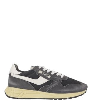 Autry Leather And Mesh Sneakers With Vintage Touch - Gray