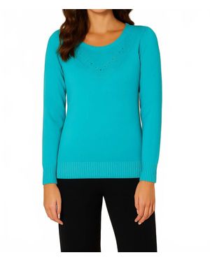 French Kyss Braided V-Neck Top - Blue