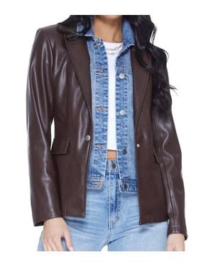 Blue Revival Helen Blazer Unreal Leather With Removable Denim Insert - Brown