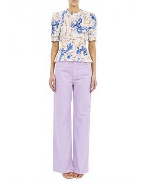 Ulla Johnson Corine Short Sleeve Silk Top - Purple