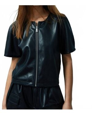 Melissa Nepton Houston Faux Leather Zip-Up Vest - Black