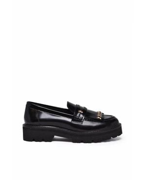 Marella Leather Valzer Loafers - Black