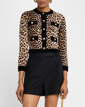 Alice + Olivia Claira Cropped Cardigan - Black