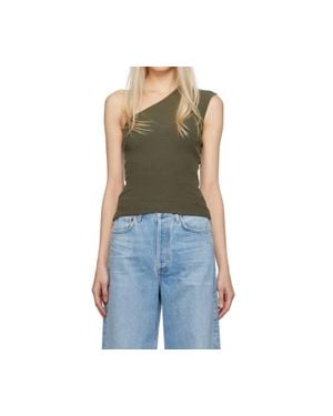 Agolde Nessa Ribbed One-Shoulder Tank Top - Blue