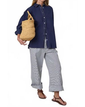 Phoebe Jon Ricky Topstitch Relaxed Shirt - Blue