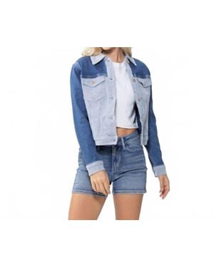 Judy Blue Two Toned Color Denim Jacket - Blue
