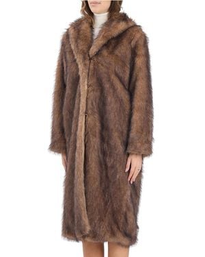 ONLY Faux Fur Coat With Plush Texture And Practical Pockets - Brown