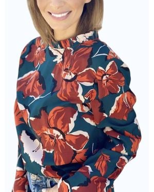 Umgee Mock Neck Solid Knot Top - Blue