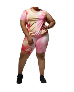 Daisy London Tie Dye V-Neck Short Set - Red