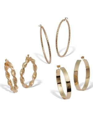 Palmbeach Jewelry 3 Pair Goldtone Rope And Twisted Hoop Earrings - Metallic