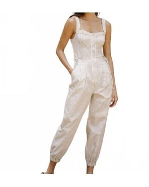 Storia Kennis Pinstripe Bustier Jumpsuit - Natural