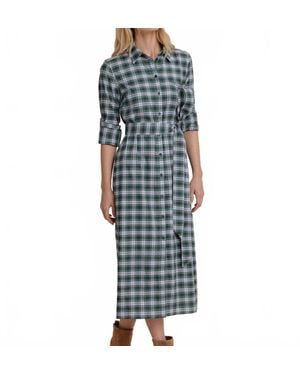 Southern Tide Trista Gordan Tartan Shirt Dress - Blue