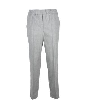 Peserico Stretch Virgin Wool Embroidered Formal Pants - Gray