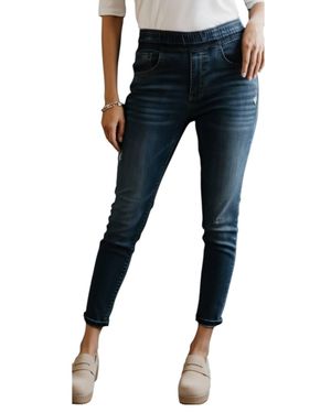 Mac & Me Pull-On High Rise Ankle Length Glider Jeans - Blue