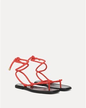 Veronica Beard Carmina Cord Wrap Sandals - Red