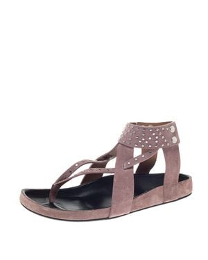 Isabel Marant Suede Leather Ellan Studded Thong Flat Sandals - Blue