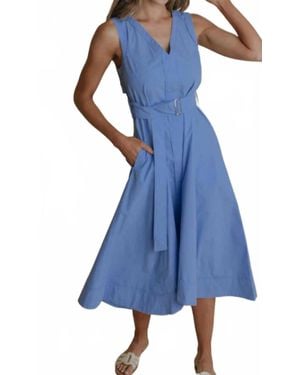 Laroque Market V Neck Midi Dress - Blue