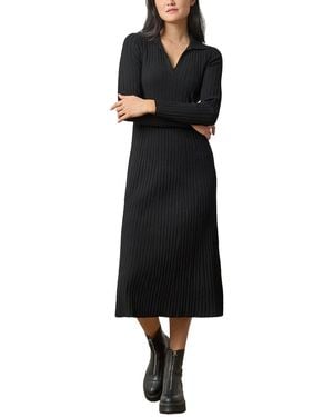 Lilla P Slim Fit Long Sleeve Rib Henley Dress - Black