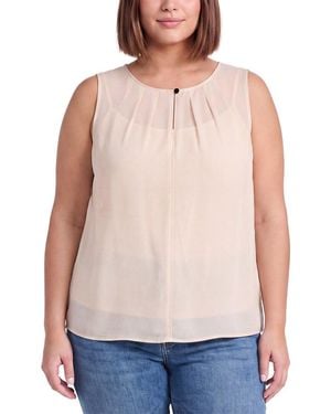 Anne Klein Plus Keyhole Neck Blouse - Blue