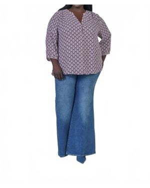 NYDJ Pintuck Button Down Blouse - Blue