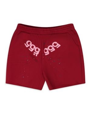 Sp5der Merlot Angel Number Shorts - Red
