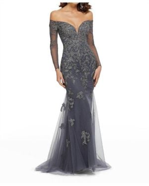 Mgny Trumpet-Style Formal Dress - Gray