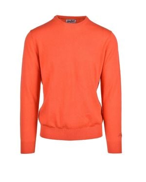 MC2 Saint Barth Extrafine Merino Wool-Cashmere Crewneck Sweater - Orange