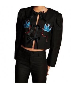 Sister Jane Turtle Dove Bow Cropped Jacket - Black