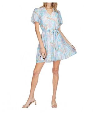 J joy Pastel Flannel Collar Flounce Dress - Blue
