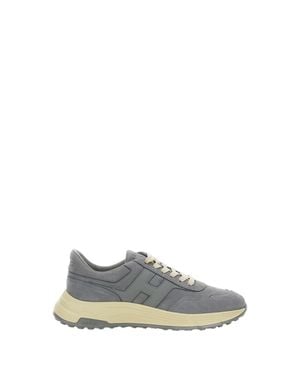 Hogan Suede Sneakers With Nappa Leather Inserts And Nubuck H Logo - Gray