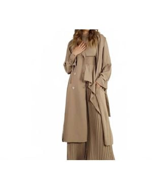 Mulla Back Pleated Trench Coat - Natural
